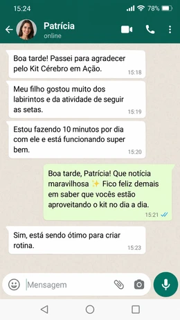 Feedback de Patrícia sobre o Kit Cérebro em Ação