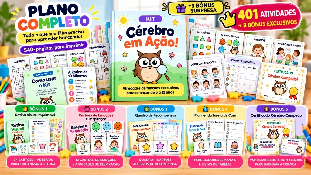 Plano Completo do Kit Cérebro em Ação com 401 atividades e 8 bónus
